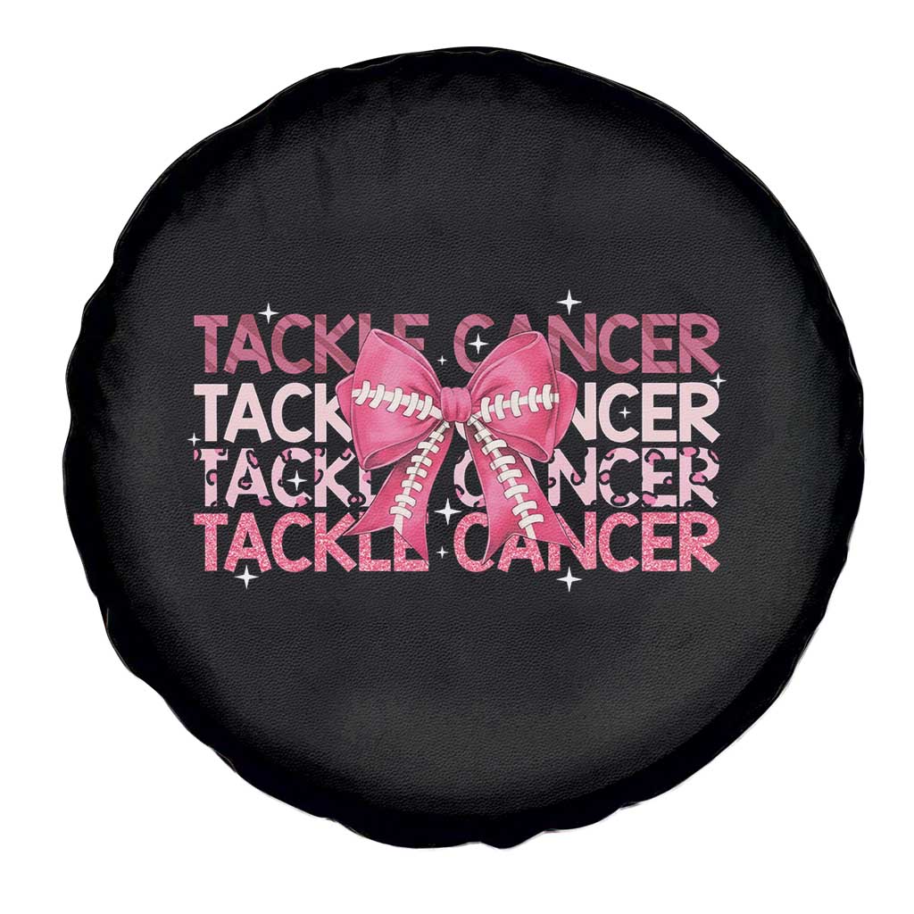 October Tackle Cancer Football Breast Cancer Awareness Spare Tire Cover - Wonder Print Shop
