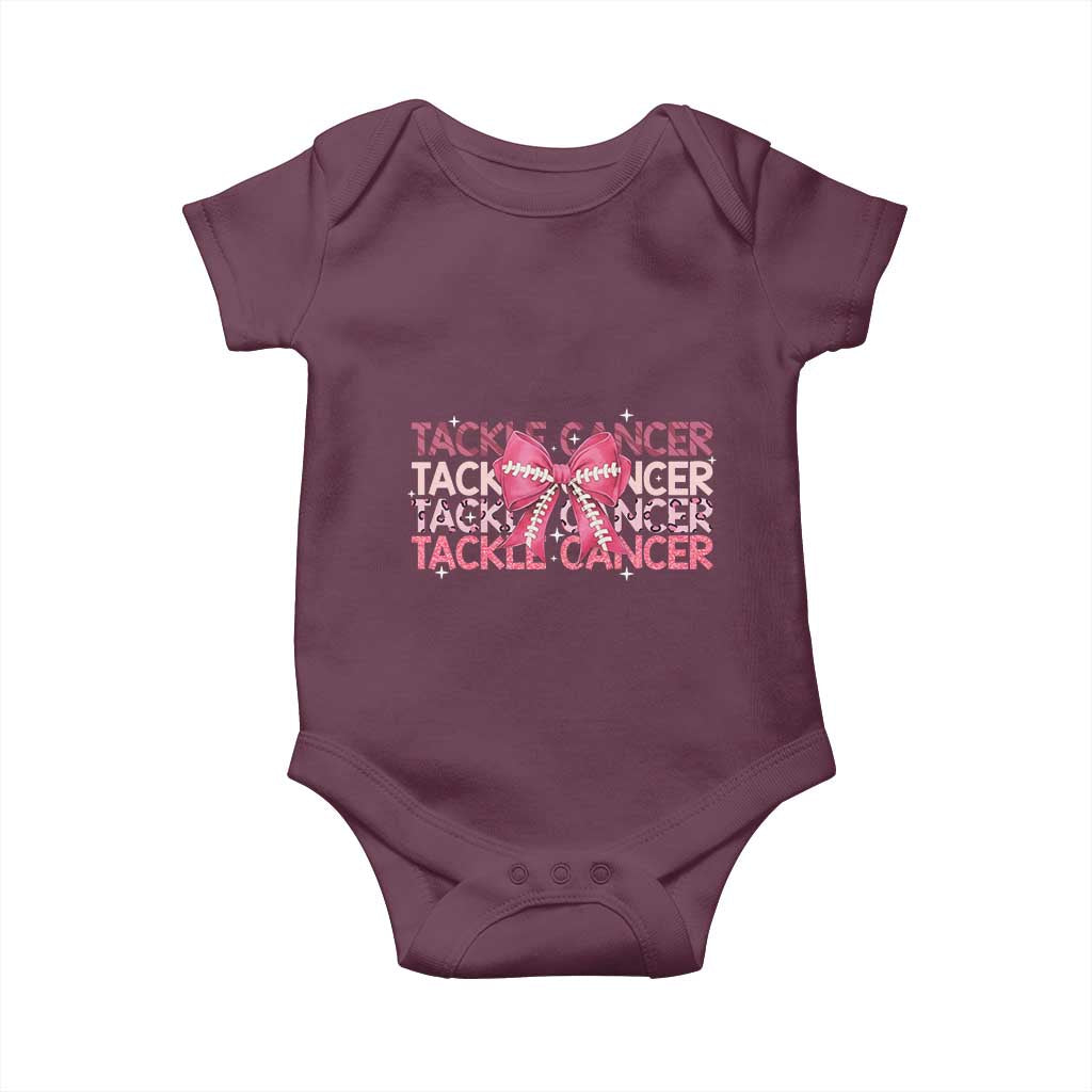 October Tackle Cancer Football Breast Cancer Awareness Baby Onesie - Wonder Print Shop