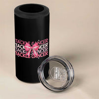 October Tackle Cancer Football Breast Cancer Awareness 4 in 1 Can Cooler Tumbler