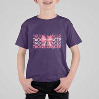 October Tackle Cancer Football Breast Cancer Awareness T Shirt For Kid - Wonder Print Shop
