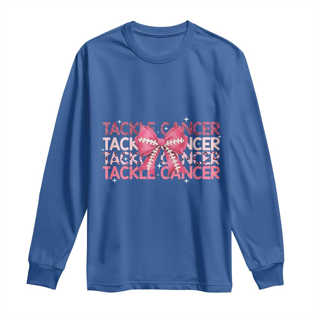 October Tackle Cancer Football Breast Cancer Awareness Long Sleeve Shirt - Wonder Print Shop