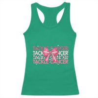 October Tackle Cancer Football Breast Cancer Awareness Racerback Tank Top - Wonder Print Shop