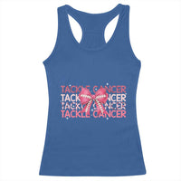 October Tackle Cancer Football Breast Cancer Awareness Racerback Tank Top - Wonder Print Shop