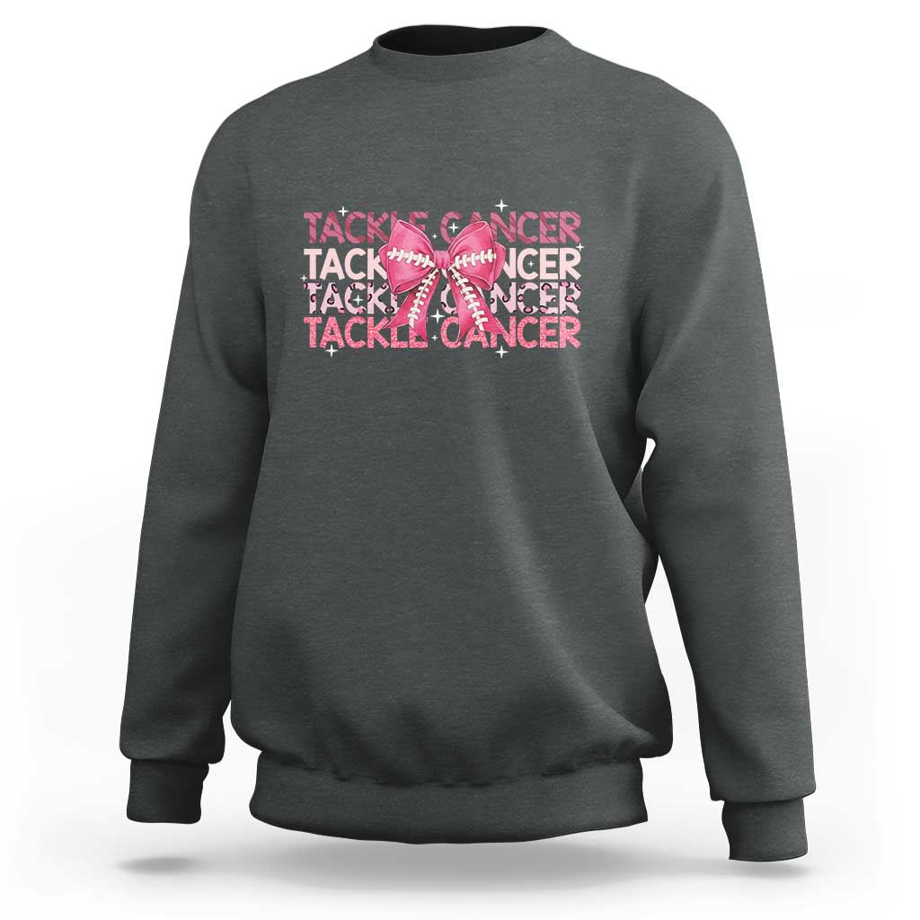 October Tackle Cancer Football Breast Cancer Awareness Sweatshirt - Wonder Print Shop