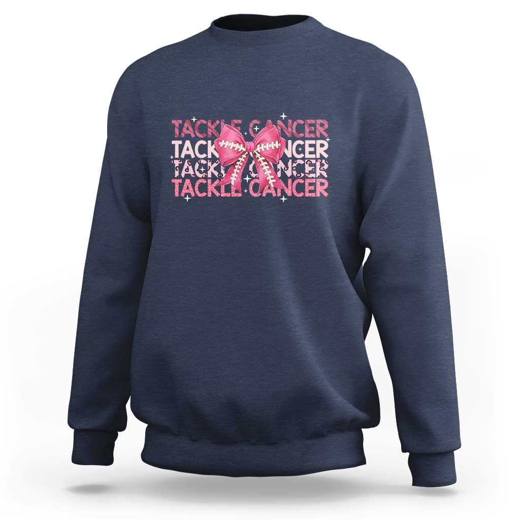 October Tackle Cancer Football Breast Cancer Awareness Sweatshirt - Wonder Print Shop