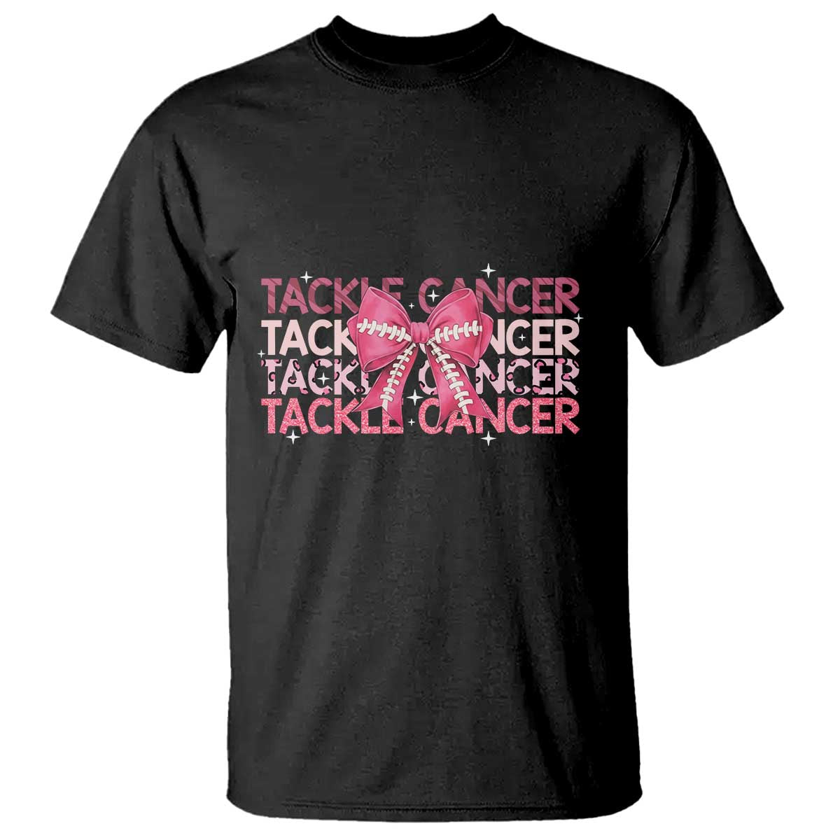 October Tackle Cancer Football Breast Cancer Awareness T Shirt - Wonder Print Shop