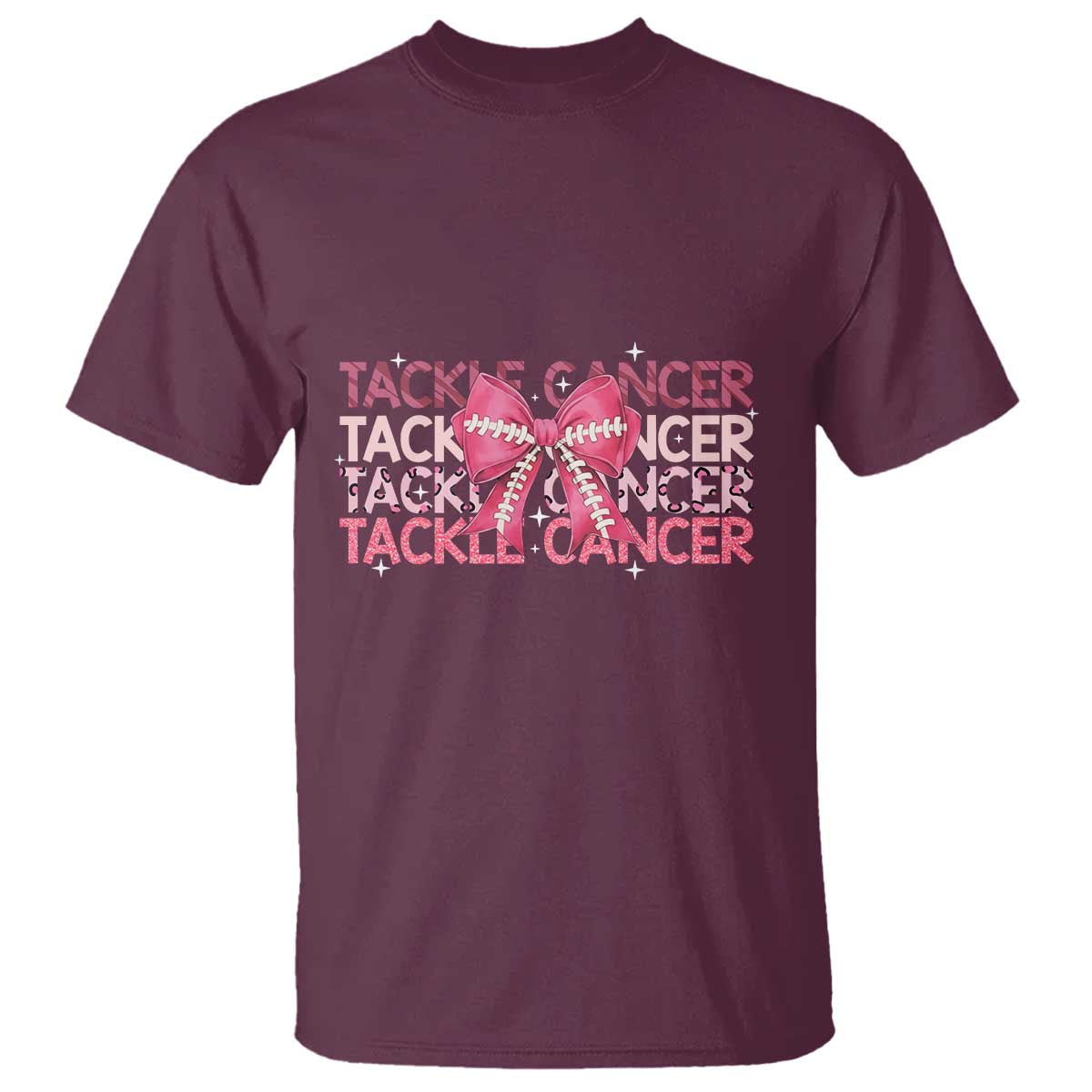 October Tackle Cancer Football Breast Cancer Awareness T Shirt - Wonder Print Shop