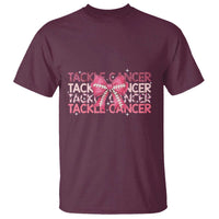 October Tackle Cancer Football Breast Cancer Awareness T Shirt - Wonder Print Shop