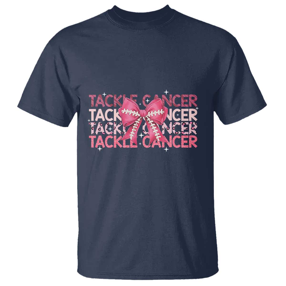 October Tackle Cancer Football Breast Cancer Awareness T Shirt - Wonder Print Shop
