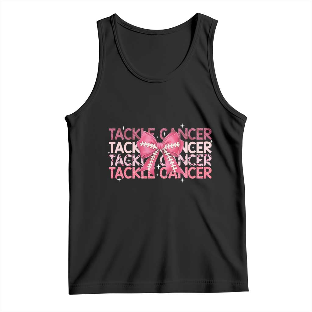 October Tackle Cancer Football Breast Cancer Awareness Tank Top - Wonder Print Shop