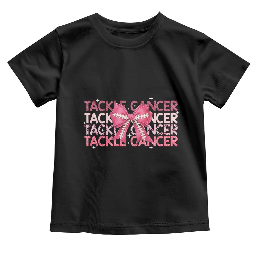 October Tackle Cancer Football Breast Cancer Awareness Toddler T Shirt - Wonder Print Shop