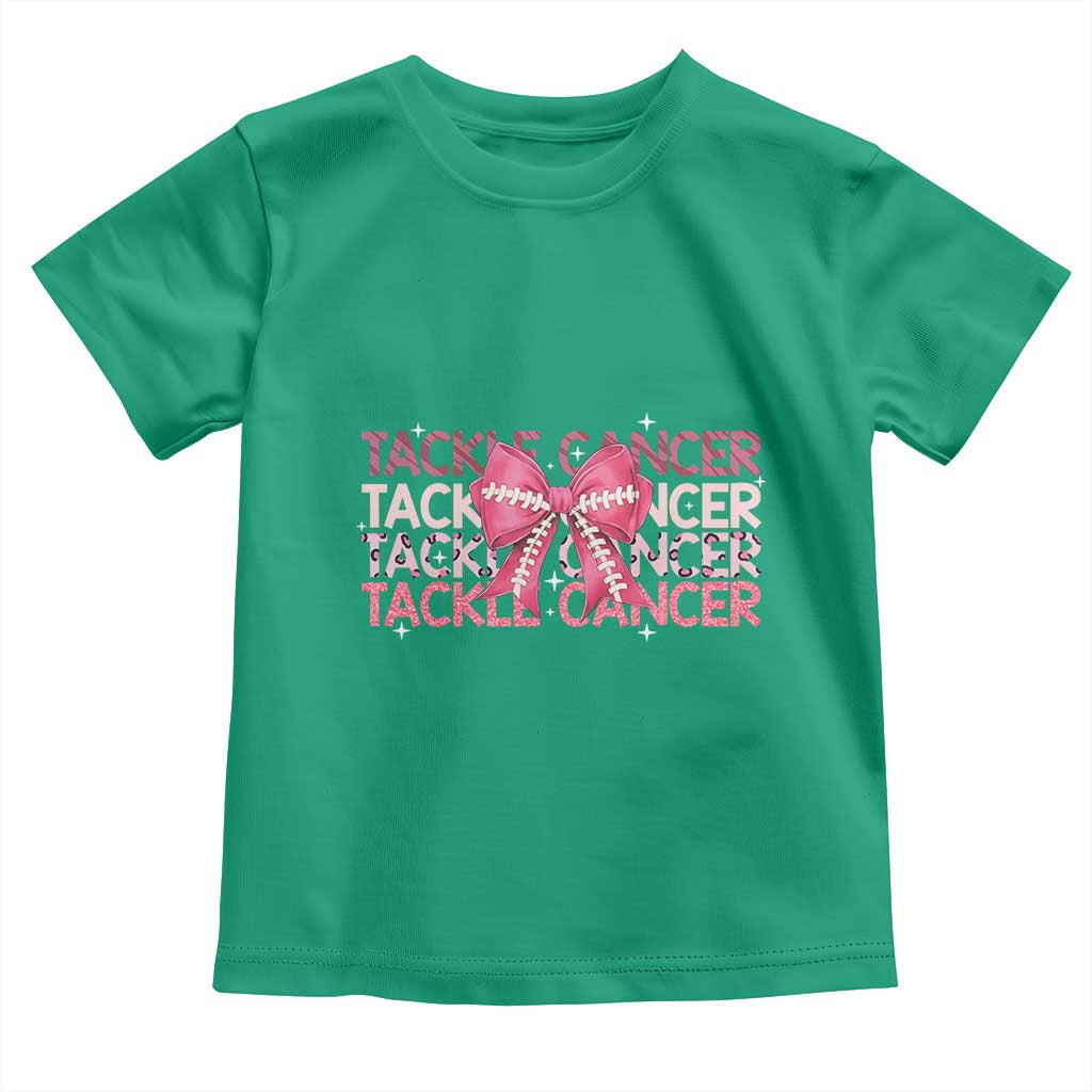 October Tackle Cancer Football Breast Cancer Awareness Toddler T Shirt - Wonder Print Shop