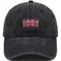 October Tackle Cancer Football Breast Cancer Awareness Washed Cotton Baseball Cap
