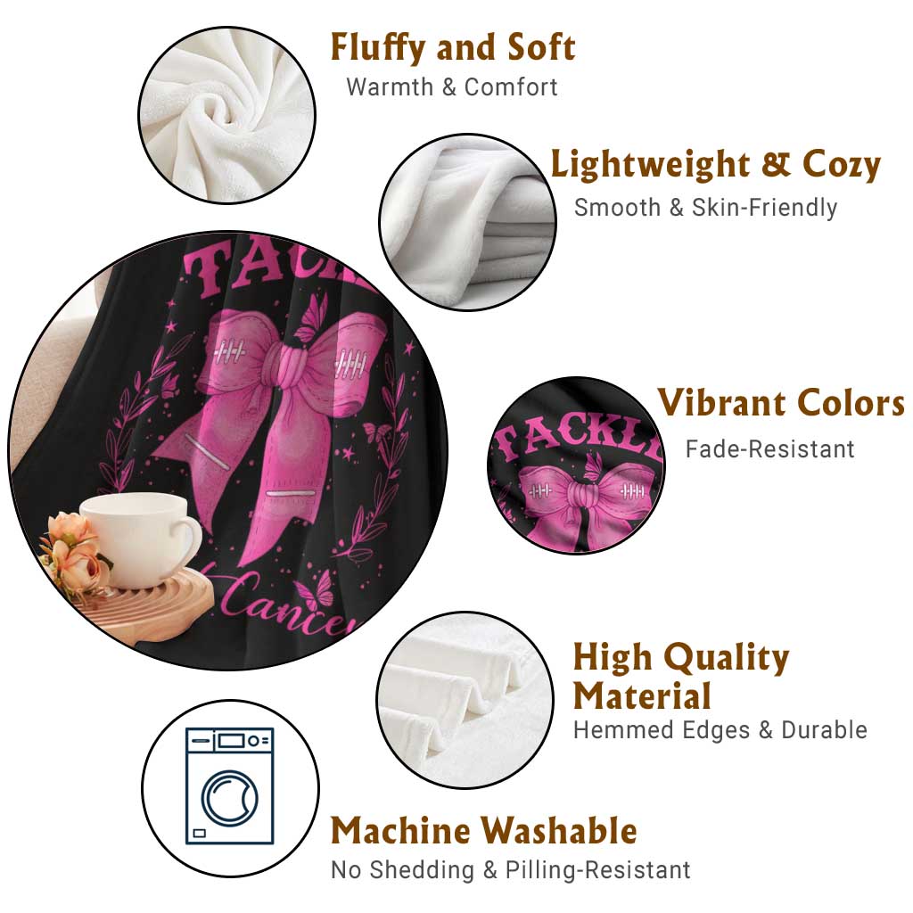 Tackle Breast Cancer Throw Blanket Support Fight Faith Pink Ribbon - Wonder Print Shop