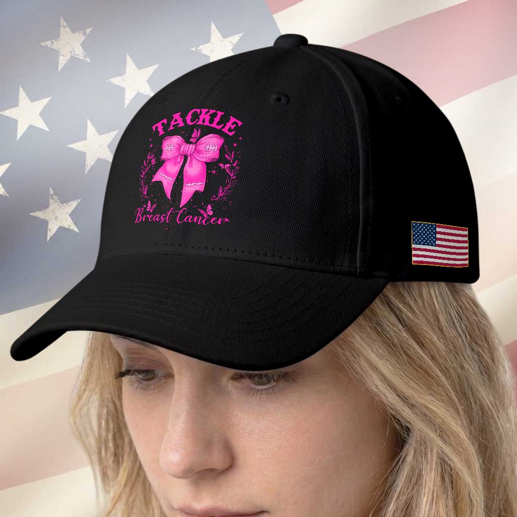 Tackle Breast Cancer Baseball Cap Support Fight Faith Pink Ribbon