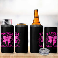 Tackle Breast Cancer 4 in 1 Can Cooler Tumbler Support Fight Faith Pink Ribbon