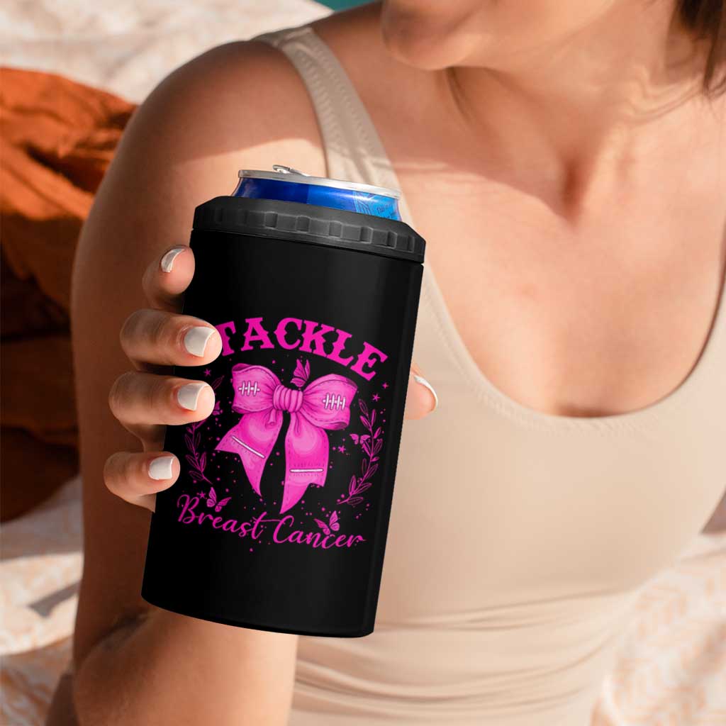 Tackle Breast Cancer 4 in 1 Can Cooler Tumbler Support Fight Faith Pink Ribbon