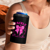 Tackle Breast Cancer 4 in 1 Can Cooler Tumbler Support Fight Faith Pink Ribbon