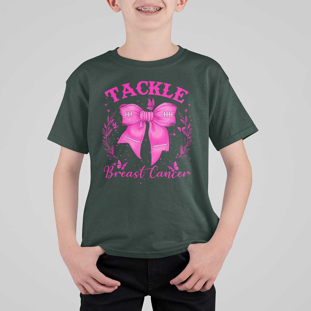 Tackle Breast Cancer T Shirt For Kid Support Fight Faith Pink Ribbon - Wonder Print Shop