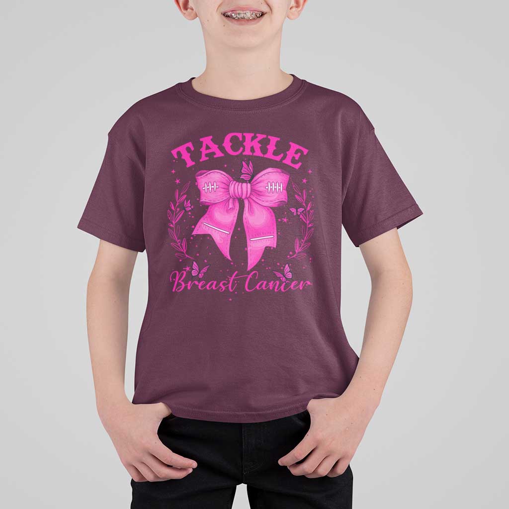Tackle Breast Cancer T Shirt For Kid Support Fight Faith Pink Ribbon - Wonder Print Shop