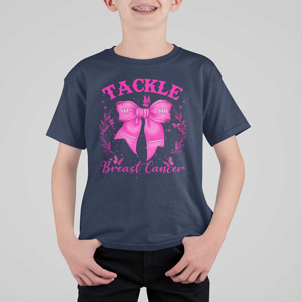 Tackle Breast Cancer T Shirt For Kid Support Fight Faith Pink Ribbon - Wonder Print Shop