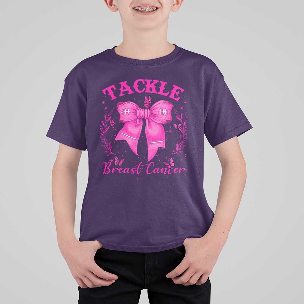 Tackle Breast Cancer T Shirt For Kid Support Fight Faith Pink Ribbon - Wonder Print Shop