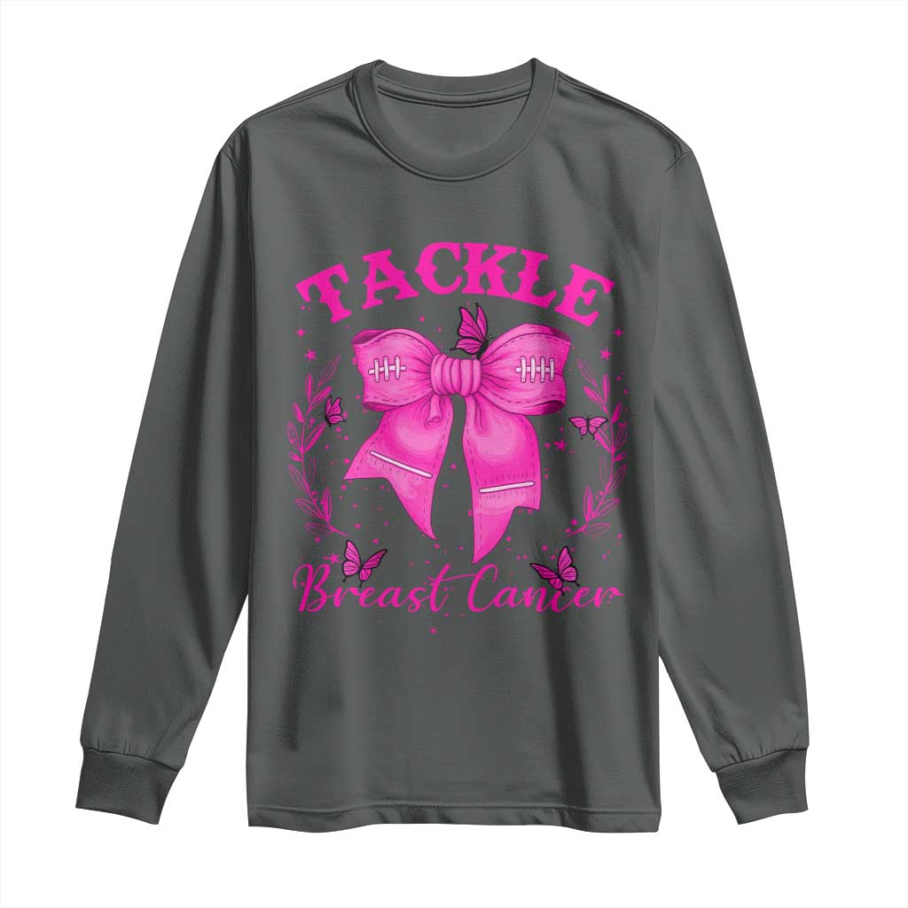 Tackle Breast Cancer Long Sleeve Shirt Support Fight Faith Pink Ribbon - Wonder Print Shop
