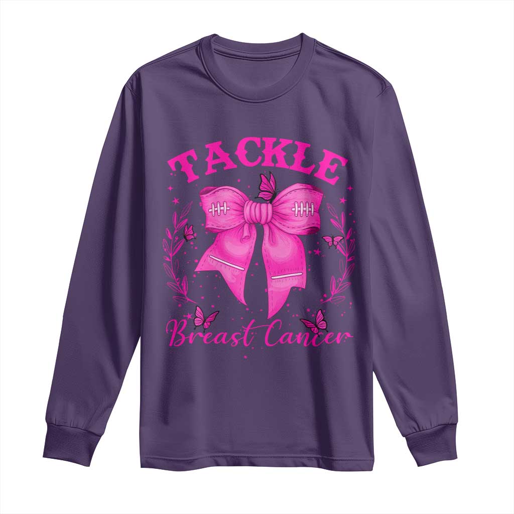 Tackle Breast Cancer Long Sleeve Shirt Support Fight Faith Pink Ribbon - Wonder Print Shop