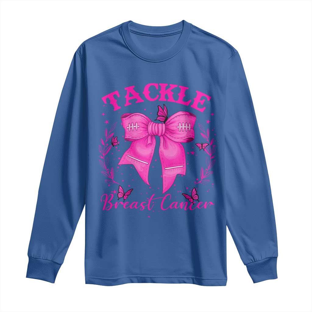 Tackle Breast Cancer Long Sleeve Shirt Support Fight Faith Pink Ribbon - Wonder Print Shop