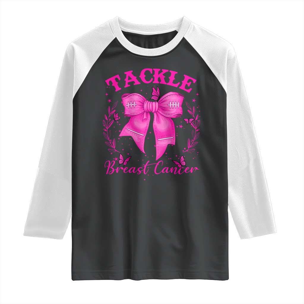 Tackle Breast Cancer Raglan Shirt Support Fight Faith Pink Ribbon - Wonder Print Shop