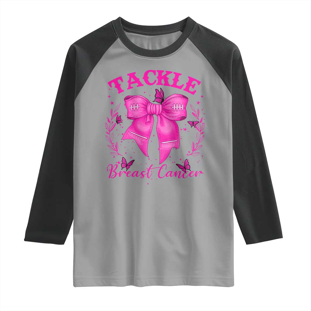Tackle Breast Cancer Raglan Shirt Support Fight Faith Pink Ribbon - Wonder Print Shop
