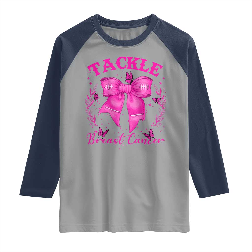Tackle Breast Cancer Raglan Shirt Support Fight Faith Pink Ribbon - Wonder Print Shop