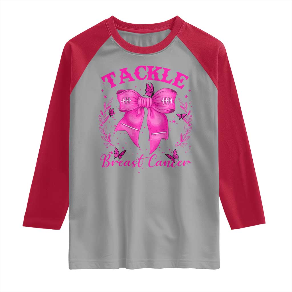 Tackle Breast Cancer Raglan Shirt Support Fight Faith Pink Ribbon - Wonder Print Shop