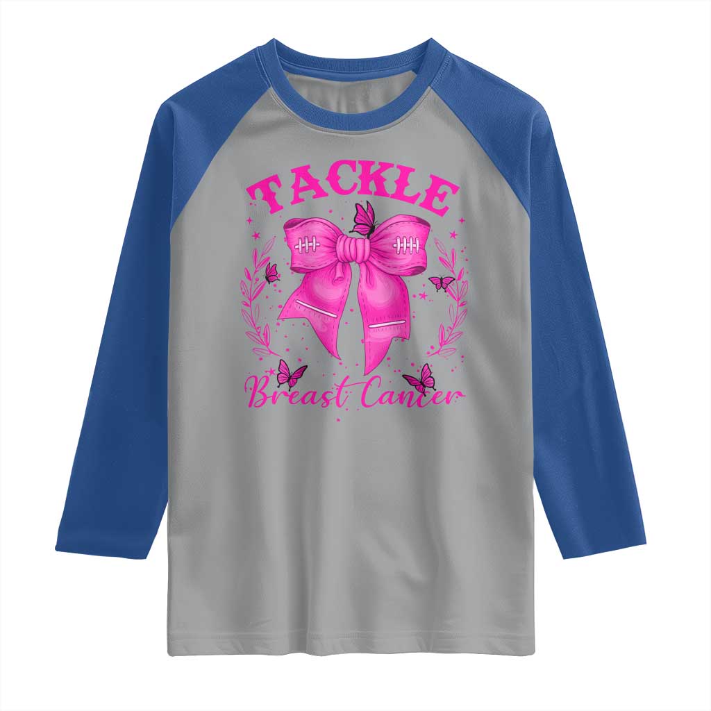 Tackle Breast Cancer Raglan Shirt Support Fight Faith Pink Ribbon - Wonder Print Shop