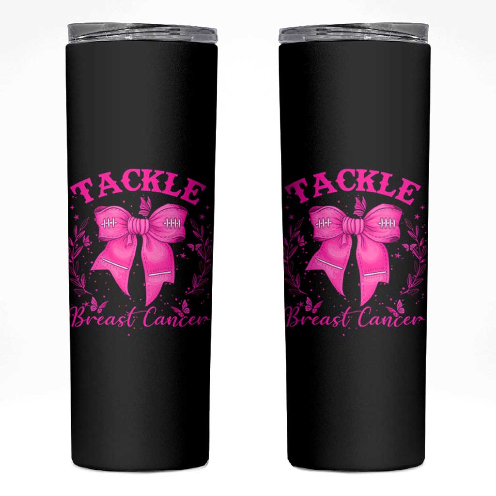 Tackle Breast Cancer Skinny Tumbler Support Fight Faith Pink Ribbon