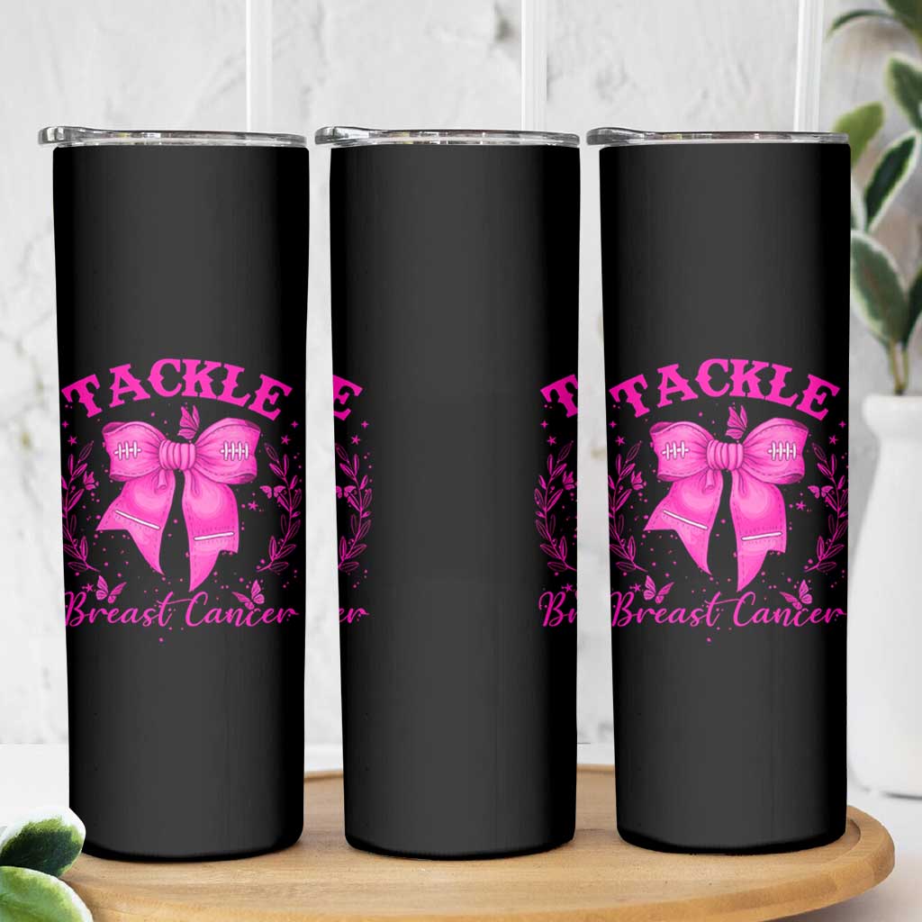 Tackle Breast Cancer Skinny Tumbler Support Fight Faith Pink Ribbon