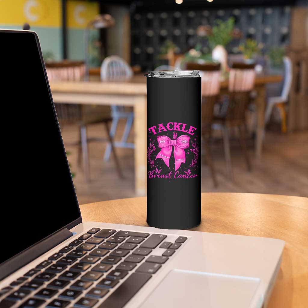 Tackle Breast Cancer Skinny Tumbler Support Fight Faith Pink Ribbon