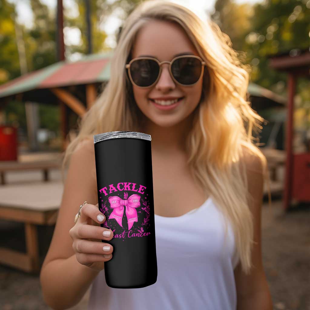 Tackle Breast Cancer Skinny Tumbler Support Fight Faith Pink Ribbon