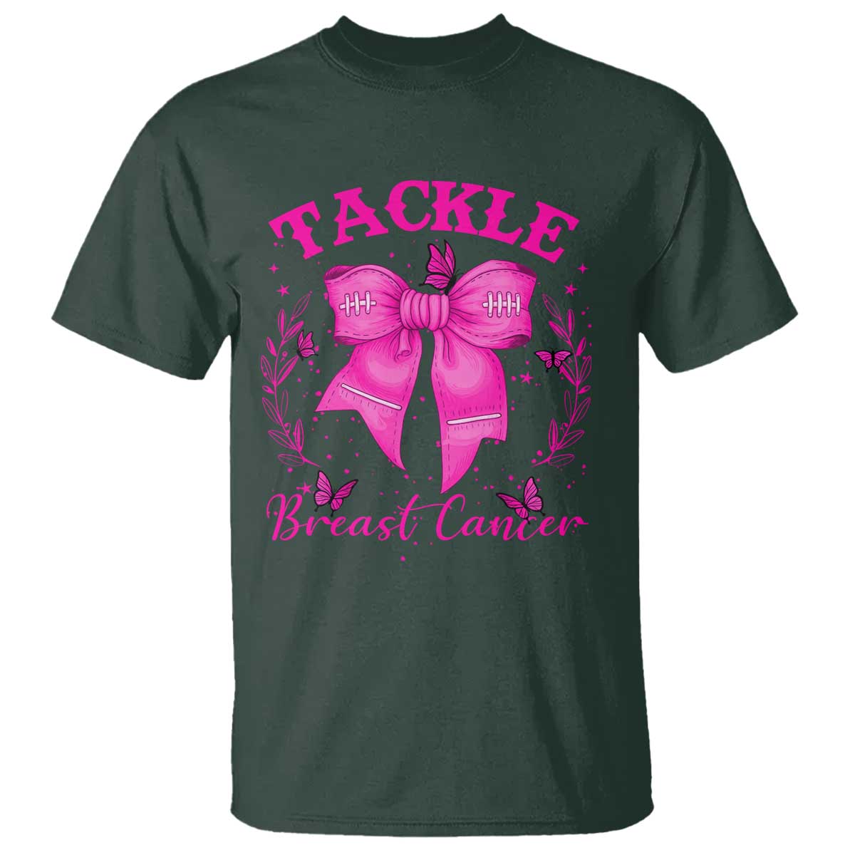Tackle Breast Cancer T Shirt Support Fight Faith Pink Ribbon - Wonder Print Shop