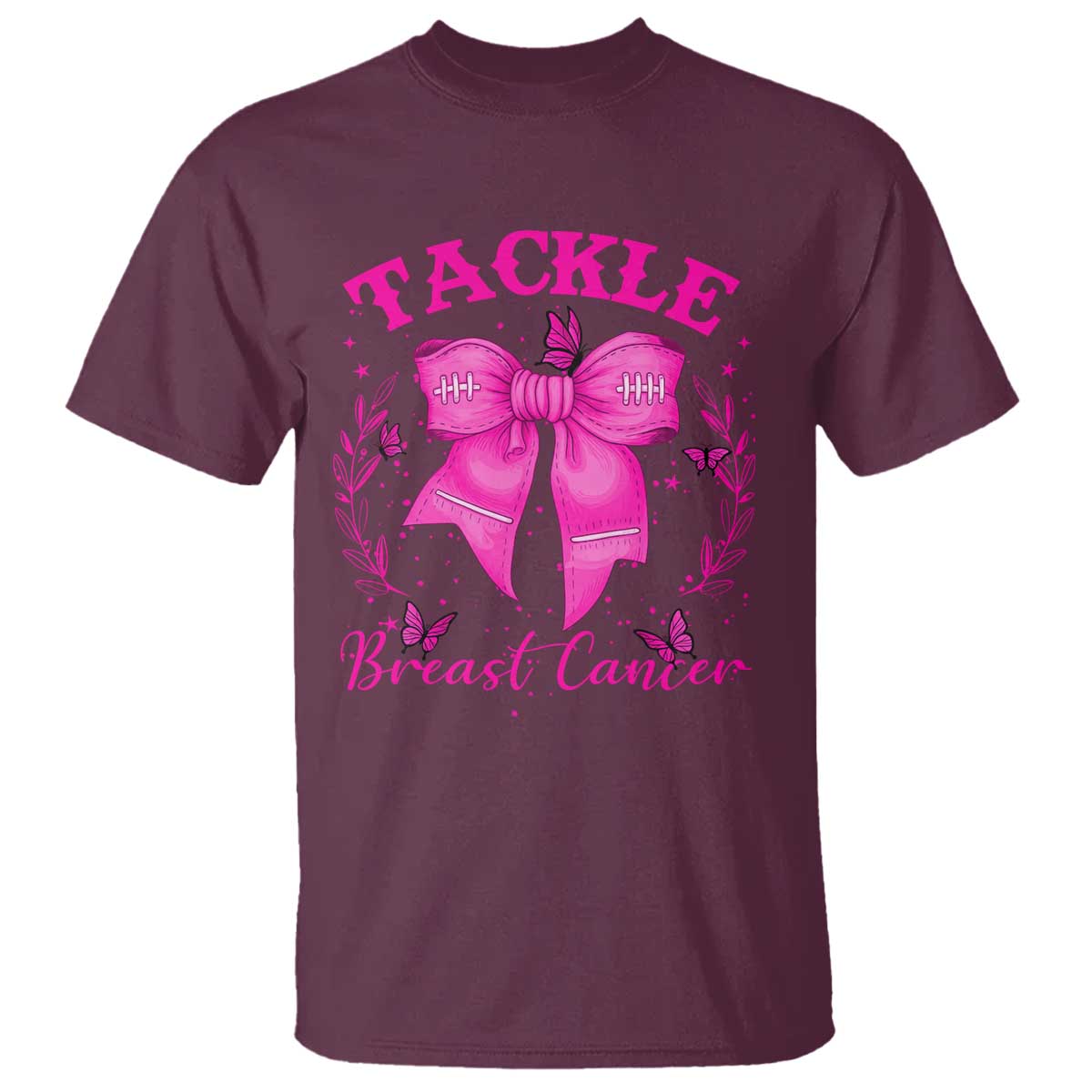 Tackle Breast Cancer T Shirt Support Fight Faith Pink Ribbon - Wonder Print Shop