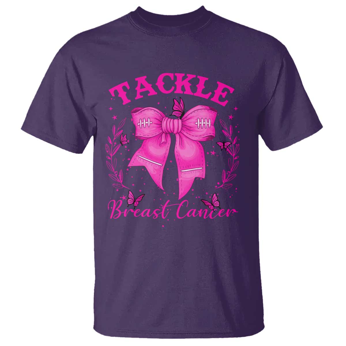 Tackle Breast Cancer T Shirt Support Fight Faith Pink Ribbon - Wonder Print Shop