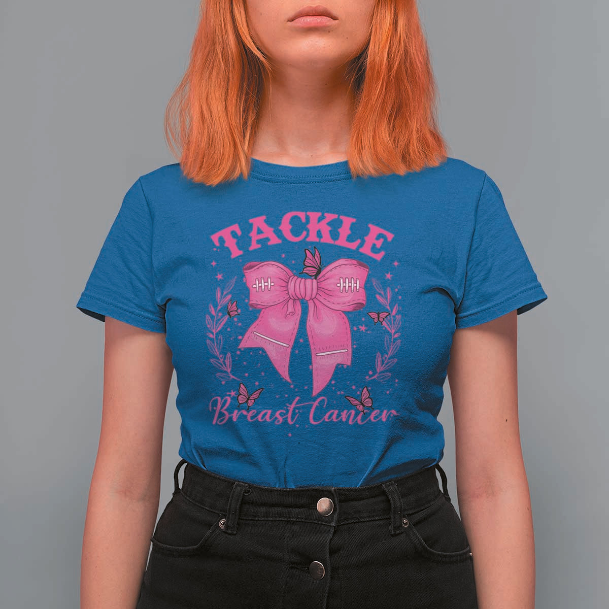 Tackle Breast Cancer T Shirt For Women Support Fight Faith Pink Ribbon - Wonder Print Shop