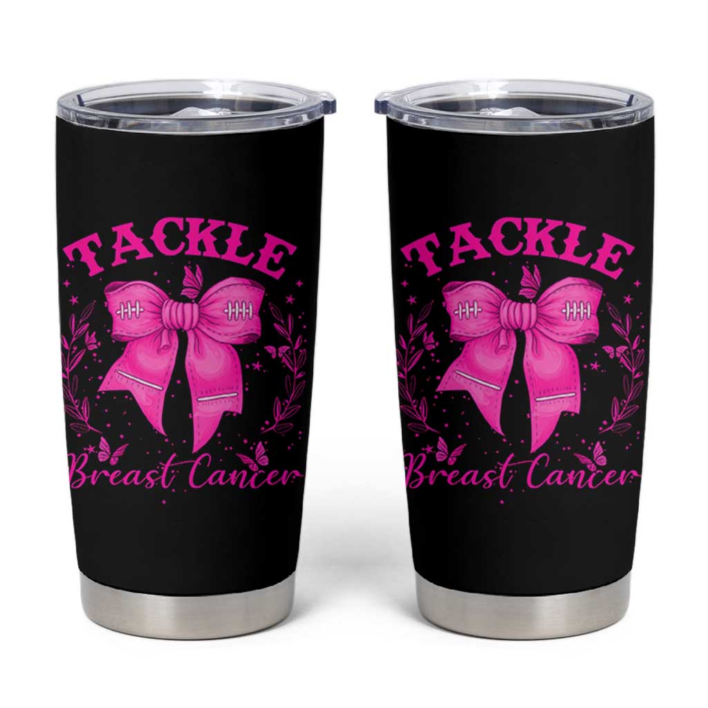 Tackle Breast Cancer Tumbler Cup Support Fight Faith Pink Ribbon