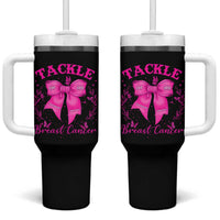 Tackle Breast Cancer Tumbler With Handle Support Fight Faith Pink Ribbon