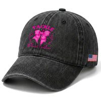 Tackle Breast Cancer Washed Cotton Baseball Cap Support Fight Faith Pink Ribbon