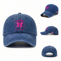 Tackle Breast Cancer Washed Cotton Baseball Cap Support Fight Faith Pink Ribbon