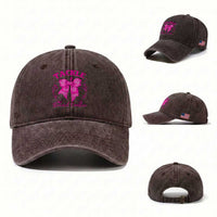 Tackle Breast Cancer Washed Cotton Baseball Cap Support Fight Faith Pink Ribbon