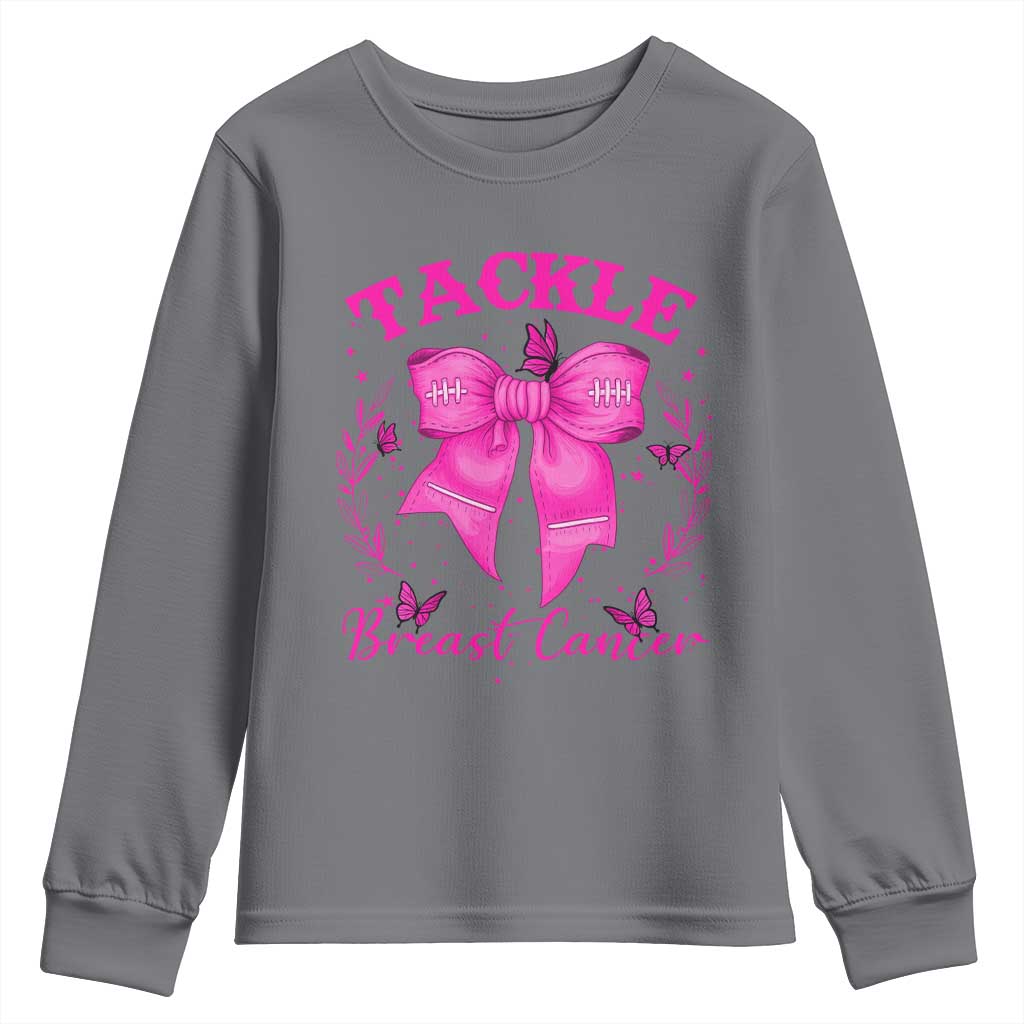 Tackle Breast Cancer Youth Sweatshirt Support Fight Faith Pink Ribbon - Wonder Print Shop