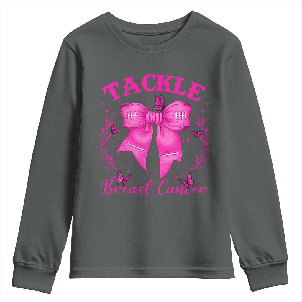 Tackle Breast Cancer Youth Sweatshirt Support Fight Faith Pink Ribbon - Wonder Print Shop