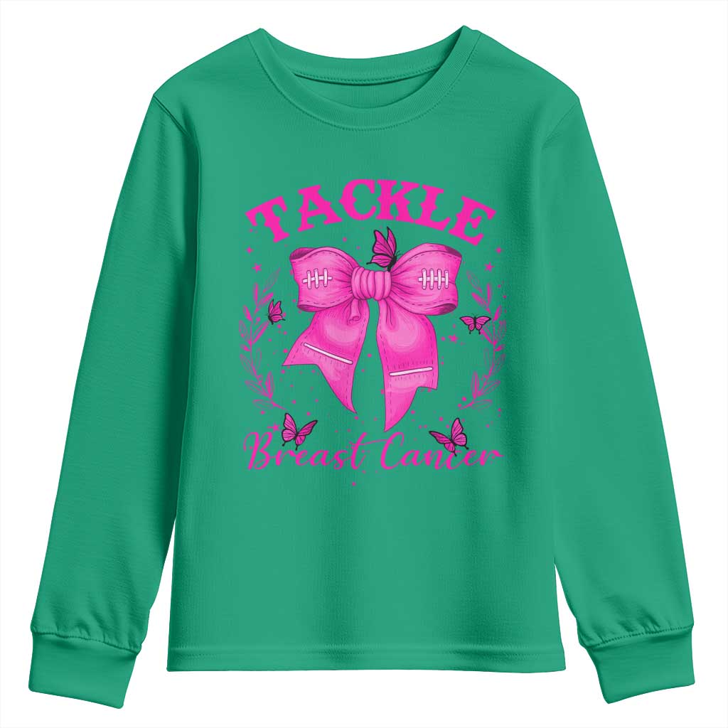 Tackle Breast Cancer Youth Sweatshirt Support Fight Faith Pink Ribbon - Wonder Print Shop